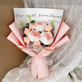 Maxbell Crochet Flowers Bouquet for Valentine's Day Father's Day Wedding Party Decor Pink