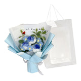 Maxbell Crochet Flowers Bouquet for Valentine's Day Father's Day Wedding Party Decor Blue