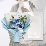 Maxbell Crochet Flowers Bouquet for Valentine's Day Father's Day Wedding Party Decor Blue