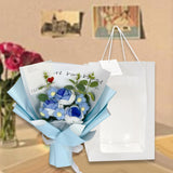 Maxbell Crochet Flowers Bouquet for Valentine's Day Father's Day Wedding Party Decor Blue