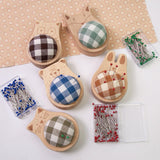 Maxbell Cute Pin Cushion with Pins Needle Threader Wood Household Compact Needlework Cat Shaped