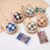 Maxbell Cute Pin Cushion with Pins Needle Threader Wood Household Compact Needlework Cat Shaped