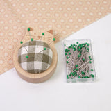 Maxbell Cute Pin Cushion with Pins Needle Threader Wood Household Compact Needlework Cat Shaped