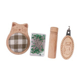 Maxbell Cute Pin Cushion with Pins Needle Threader Wood Household Compact Needlework Cat Shaped