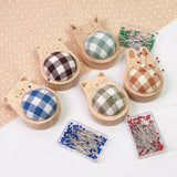 Maxbell Cute Pin Cushion with Pins Needle Threader Wood Household Compact Needlework Cat Shaped