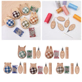 Maxbell Cute Pin Cushion with Pins Needle Threader Wood Household Compact Needlework Cat Shaped