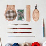 Maxbell Cute Pin Cushion with Pins Needle Threader Wood Household Compact Needlework Cat Shaped