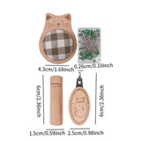 Maxbell Cute Pin Cushion with Pins Needle Threader Wood Household Compact Needlework Cat Shaped