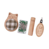 Maxbell Cute Pin Cushion with Pins Needle Threader Wood Household Compact Needlework Cat Shaped