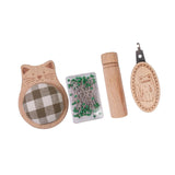 Maxbell Cute Pin Cushion with Pins Needle Threader Wood Household Compact Needlework Cat Shaped
