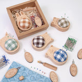 Maxbell Cute Pin Cushion with Pins Needle Threader Wood Household Compact Needlework Cat Shaped