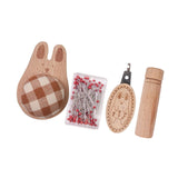 Maxbell Cute Pin Cushion with Pins Needle Threader Wood Household Compact Needlework Rabbit Shaped