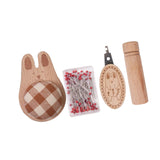 Maxbell Cute Pin Cushion with Pins Needle Threader Wood Household Compact Needlework Rabbit Shaped