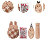 Maxbell Cute Pin Cushion with Pins Needle Threader Wood Household Compact Needlework Rabbit Shaped