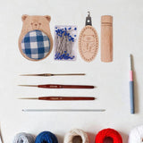 Maxbell Cute Pin Cushion with Pins Needle Threader Wood Household Compact Needlework Bear Shaped