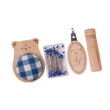 Maxbell Cute Pin Cushion with Pins Needle Threader Wood Household Compact Needlework Bear Shaped
