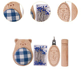 Maxbell Cute Pin Cushion with Pins Needle Threader Wood Household Compact Needlework Bear Shaped