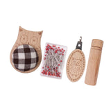Maxbell Cute Pin Cushion with Pins Needle Threader Wood Household Compact Needlework Owl Shaped