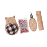 Maxbell Cute Pin Cushion with Pins Needle Threader Wood Household Compact Needlework Owl Shaped