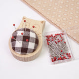 Maxbell Cute Pin Cushion with Pins Needle Threader Wood Household Compact Needlework Owl Shaped