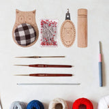 Maxbell Cute Pin Cushion with Pins Needle Threader Wood Household Compact Needlework Owl Shaped