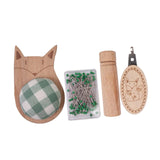 Maxbell Cute Pin Cushion with Pins Needle Threader Wood Household Compact Needlework Fox Shaped