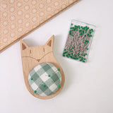 Maxbell Cute Pin Cushion with Pins Needle Threader Wood Household Compact Needlework Fox Shaped