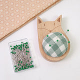 Maxbell Cute Pin Cushion with Pins Needle Threader Wood Household Compact Needlework Fox Shaped