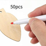 Maxbell 50Pcs Unfinished Hanging Wood Sign Blank Plaque for Kids Pyrography Painting