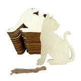 Maxbell 20Pcs Wooden Hanging Ornaments Halloween Cat Shaped Plaques Blank Wood Chips