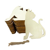 Maxbell 20Pcs Wooden Hanging Ornaments Halloween Cat Shaped Plaques Blank Wood Chips