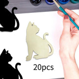Maxbell 20Pcs Wooden Hanging Ornaments Halloween Cat Shaped Plaques Blank Wood Chips