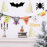 Maxbell 20Pcs Wooden Hanging Ornaments Halloween Cat Shaped Plaques Blank Wood Chips