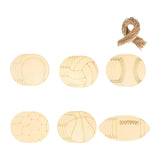 Maxbell 24x Unfinished Blank Wood Chips Sports Ball Cutouts Wooden Hanging Ornaments