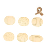 Maxbell 24x Unfinished Blank Wood Chips Sports Ball Cutouts Wooden Hanging Ornaments