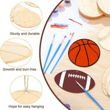 Maxbell 24x Unfinished Blank Wood Chips Sports Ball Cutouts Wooden Hanging Ornaments