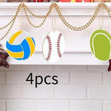 Maxbell 24x Unfinished Blank Wood Chips Sports Ball Cutouts Wooden Hanging Ornaments