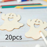 Maxbell 20x Wooden Ghost Decorations Pendants DIY Crafts Plaques Horror Venue Layout
