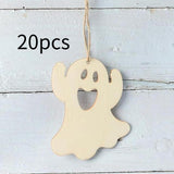 Maxbell 20x Wooden Ghost Decorations Pendants DIY Crafts Plaques Horror Venue Layout
