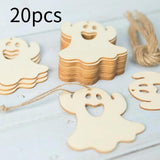 Maxbell 20x Wooden Ghost Decorations Pendants DIY Crafts Plaques Horror Venue Layout