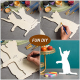 Maxbell 4 Pieces Cat Cutouts Blank Wooden Slices for Drawing DIY Projects Decoration