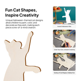 Maxbell 4 Pieces Cat Cutouts Blank Wooden Slices for Drawing DIY Projects Decoration