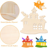 Maxbell 48 Pieces Halloween Wooden Cutouts Versatile Blank Surface Painting Pendants