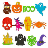 Maxbell 48 Pieces Halloween Wooden Cutouts Versatile Blank Surface Painting Pendants