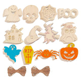 Maxbell 48 Pieces Halloween Wooden Cutouts Versatile Blank Surface Painting Pendants