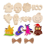 Maxbell 48 Pieces Halloween Wooden Cutouts Versatile Blank Surface Painting Pendants