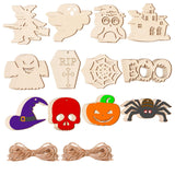 Maxbell 48 Pieces Halloween Wooden Cutouts Versatile Blank Surface Painting Pendants