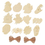 Maxbell 48 Pieces Halloween Wooden Cutouts Versatile Blank Surface Painting Pendants