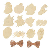 Maxbell 48 Pieces Halloween Wooden Cutouts Versatile Blank Surface Painting Pendants