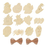 Maxbell 48 Pieces Halloween Wooden Cutouts Versatile Blank Surface Painting Pendants